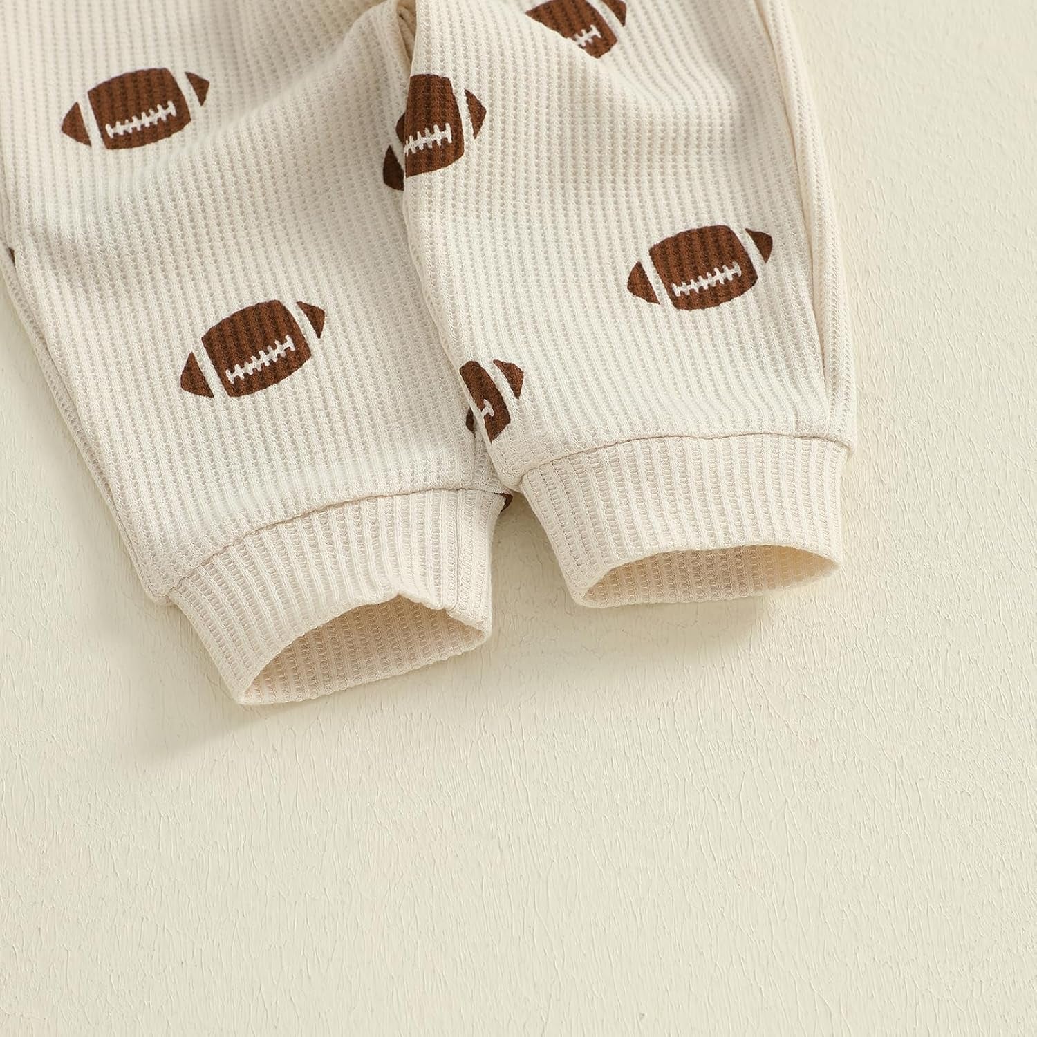 Toddler Baby Boy Football Outfits Fall Winter Clothes Game Day Embroidery Crewneck Sweatshirt + Pants Waffle Set
