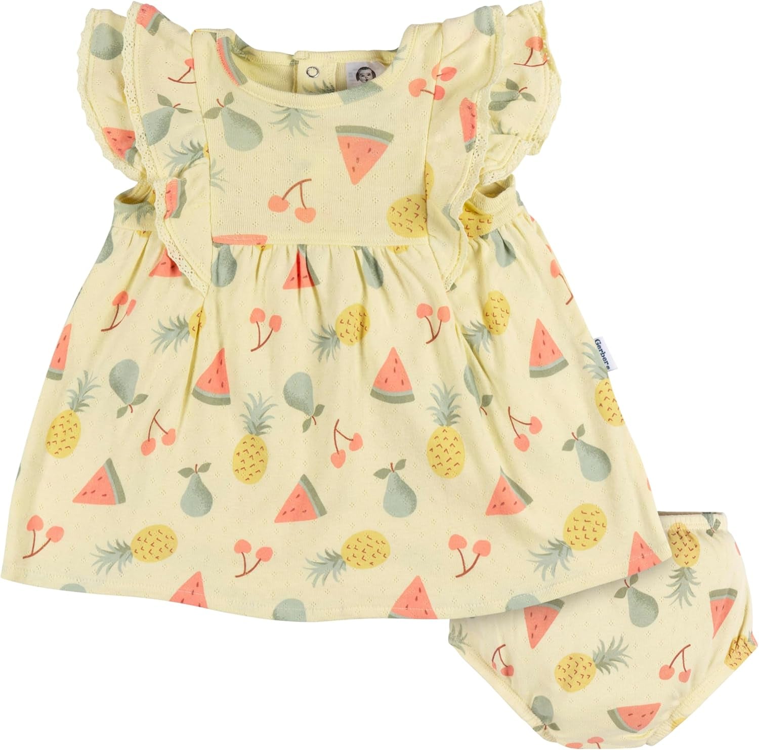 Baby-Girls Cotton Dress and Diaper Cover Set