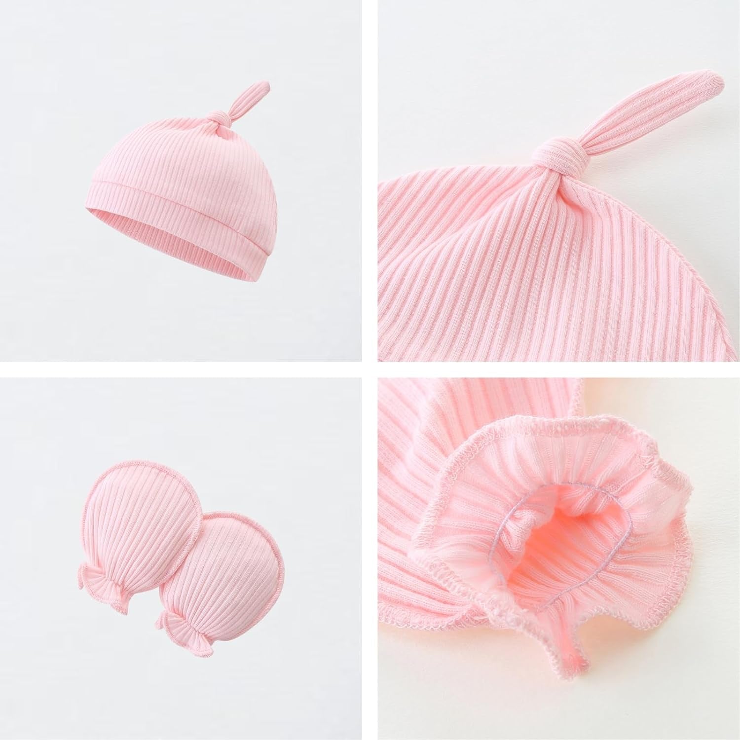 Baby Romper with Baby Mittens & Newborn Hats Footless Long Sleeve Solid Onesie Hi Im New Here