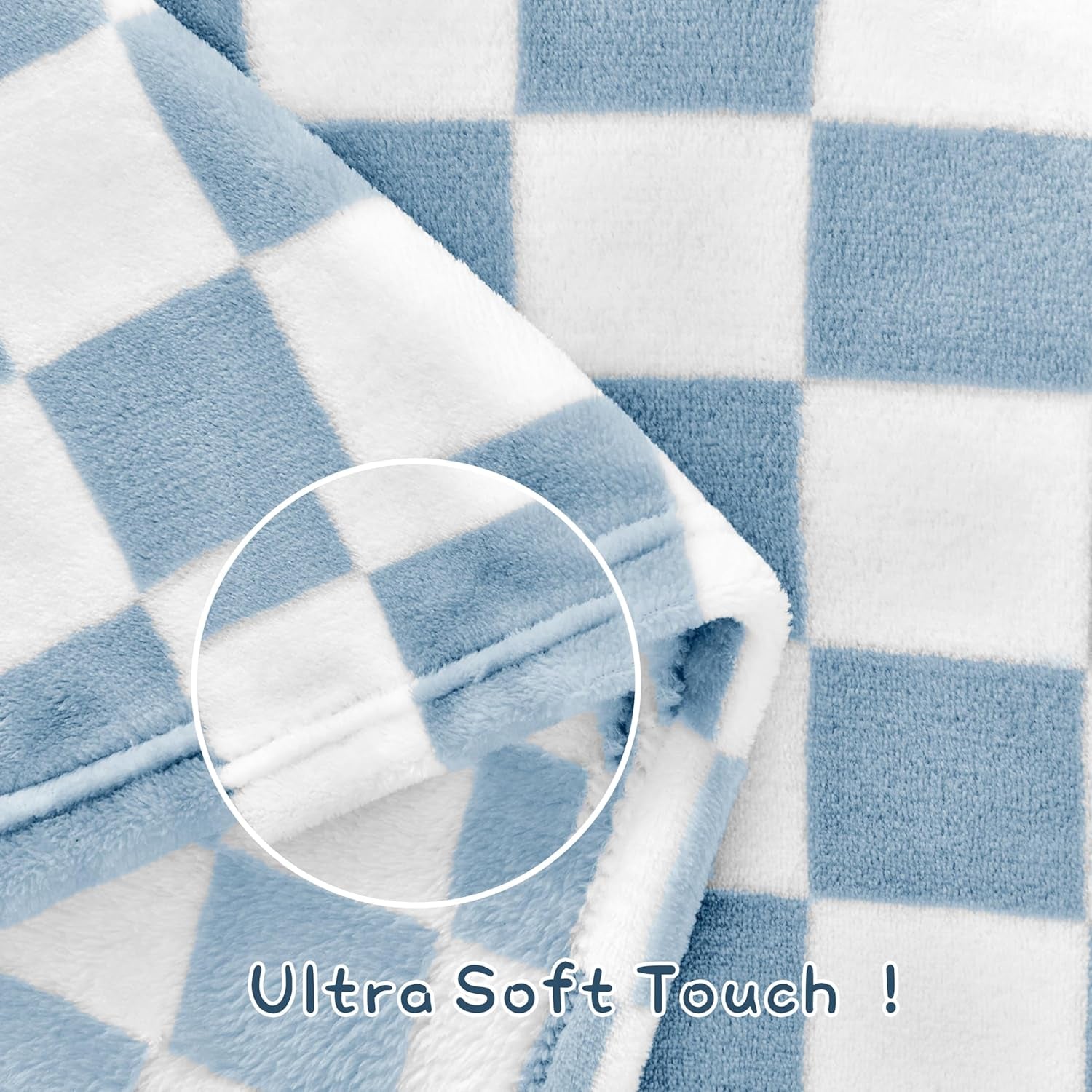 Checkered Baby Blanket Fleece Baby Blankets for Boys, Ultra Soft Cozy Fluffy Infant Toddler Newborn Receiving Blankets for Crib Stroller, 30''X40'', Blue