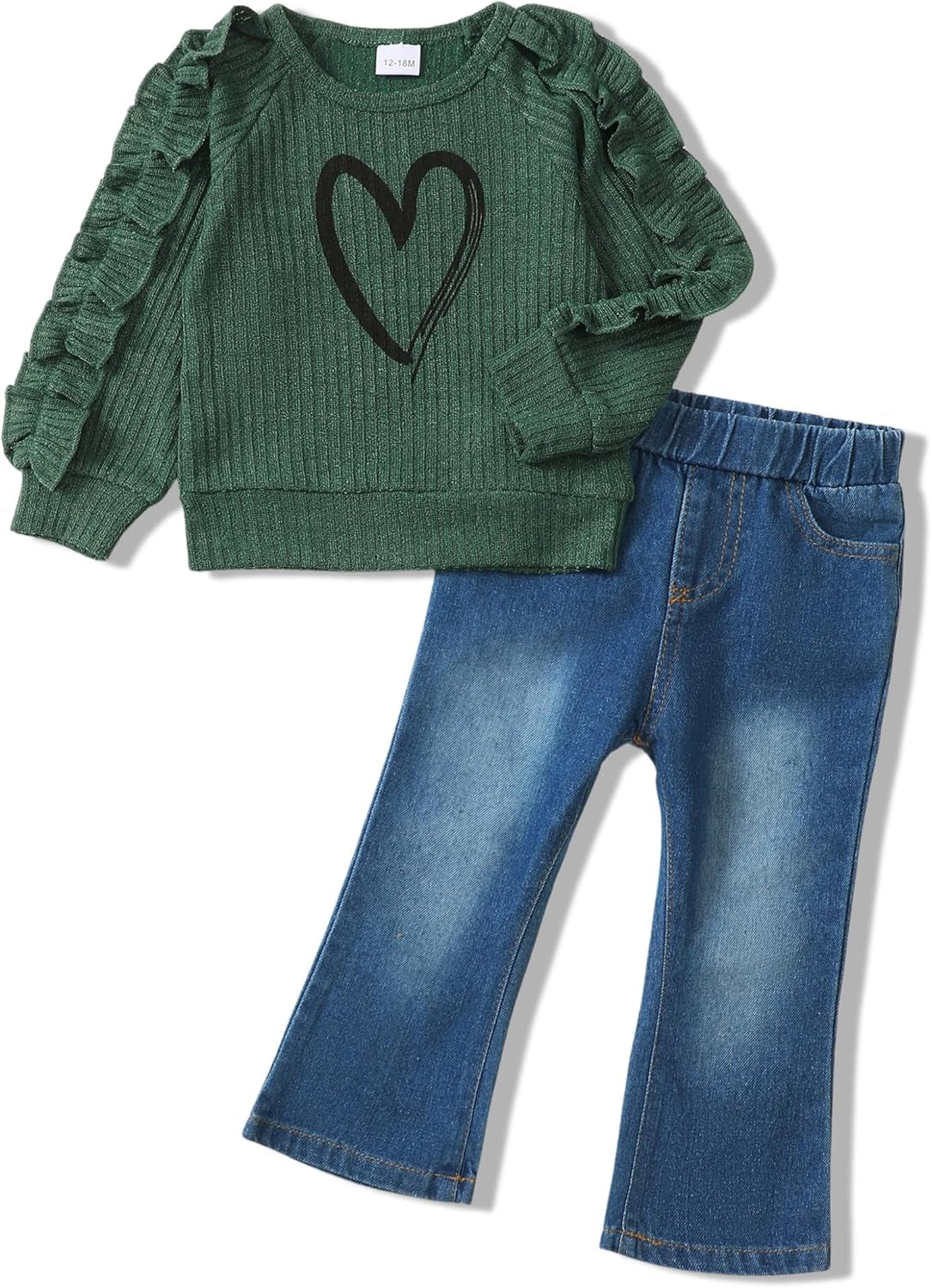 Baby Toddler Girl Clothes Outfits Kids Sweatshirt Jeans Set Denim Pants Little Girls Clothes Toddler Outfit for Girls