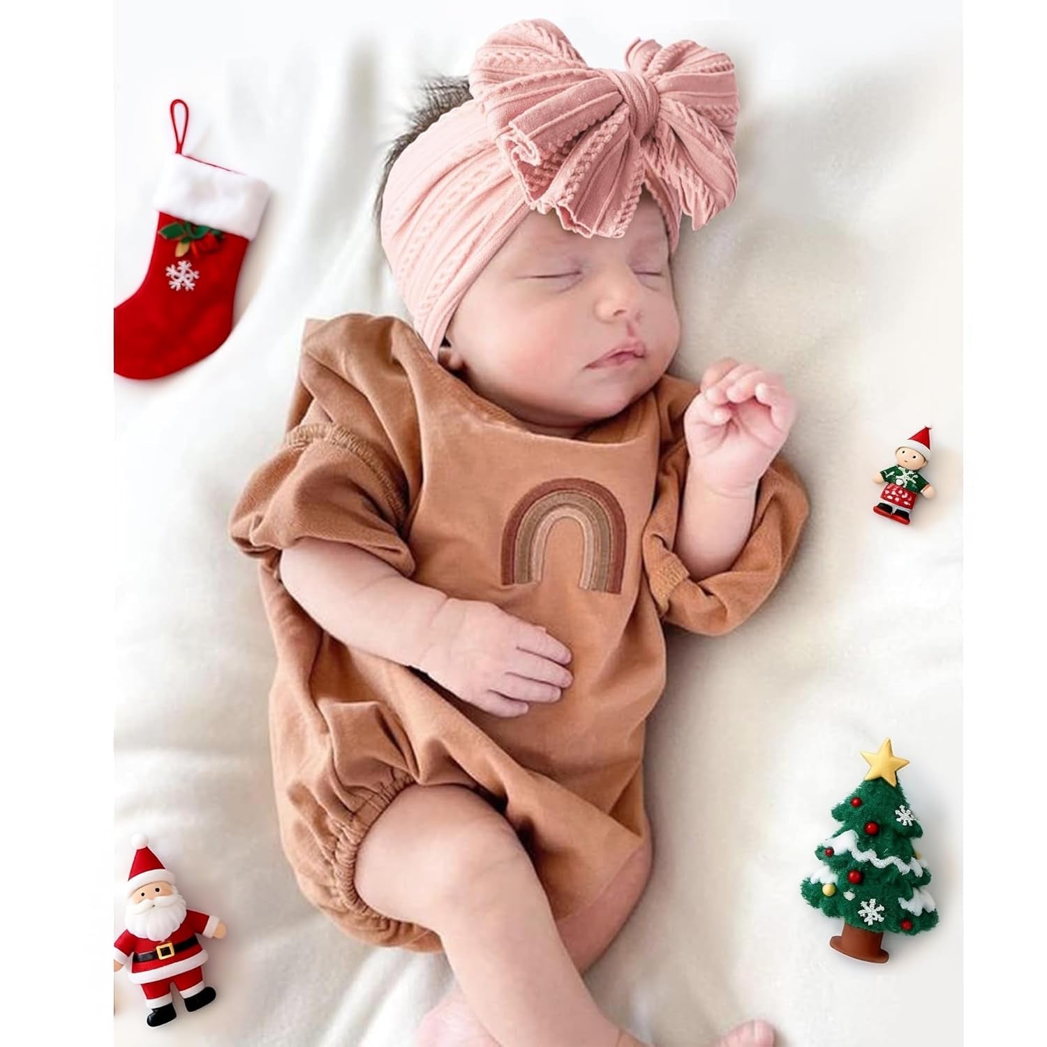 Handmade Baby Headbands Soft Stretchy Nylon Hair Bands with Bows for Newborn Infant Baby Toddler Girls- Pack of 6