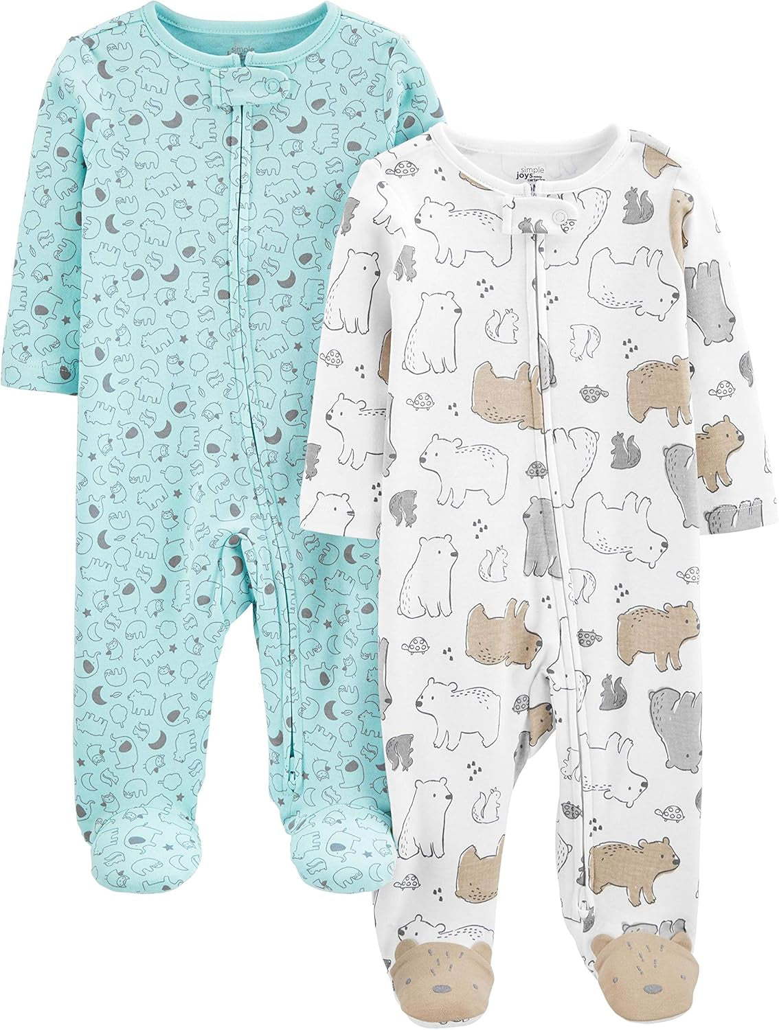 Unisex-Baby Neutral 2-Pack Cotton Footed Sleep and Play