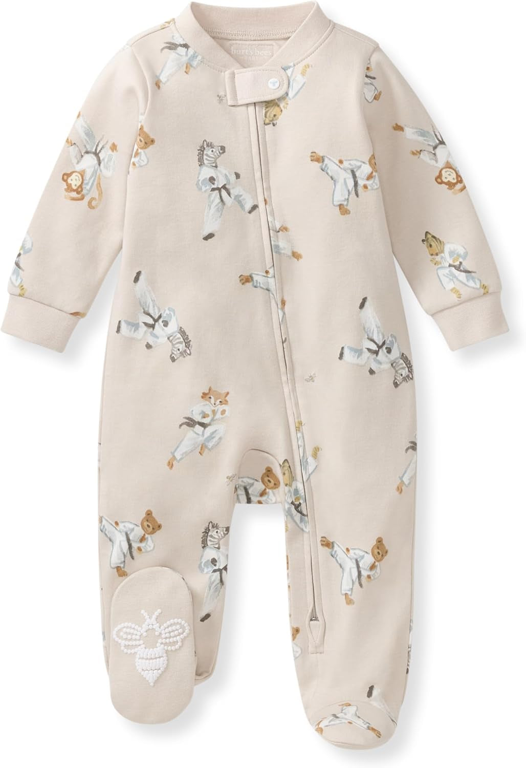 Boys' Organic Cotton Sleep and Play Footed Pajamas, One-Piece Zip Front Romper, Baby Essentials