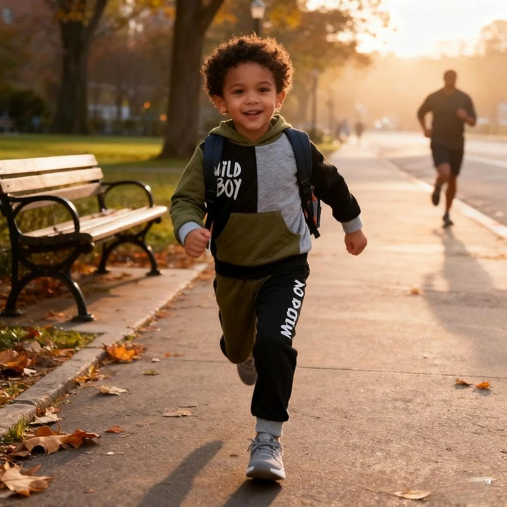 2-6T Toddler Baby Boy Clothes Color Blocking Hoodies + Pants Fall Winter Outfits