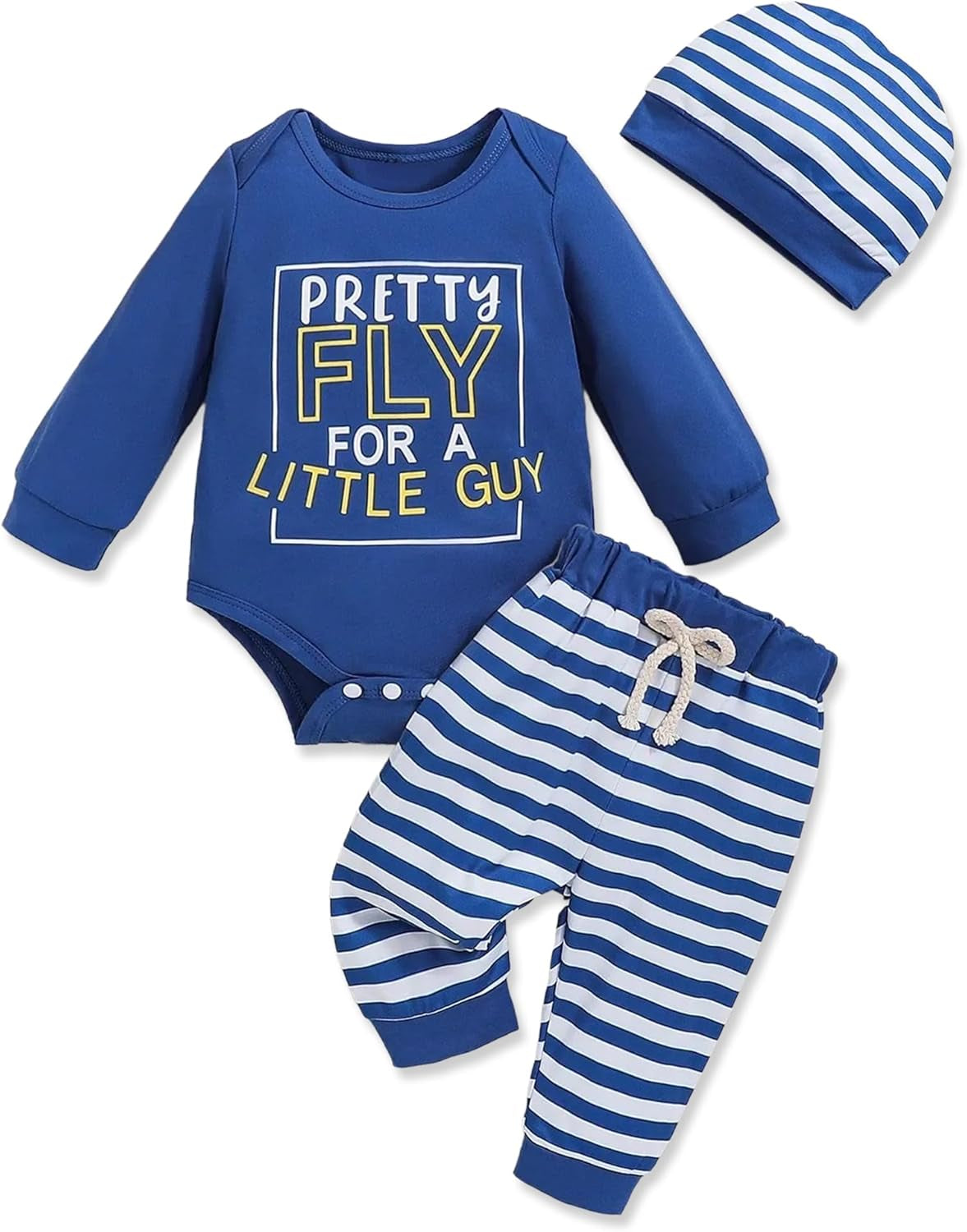 Newborn Baby Boy Clothes Boy Outfit Infant Romper Winter Fall Long Sleeves Pants Set Hat 3PC